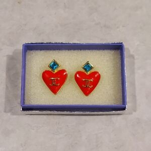 Vintage Chanel Red Heart Earrings